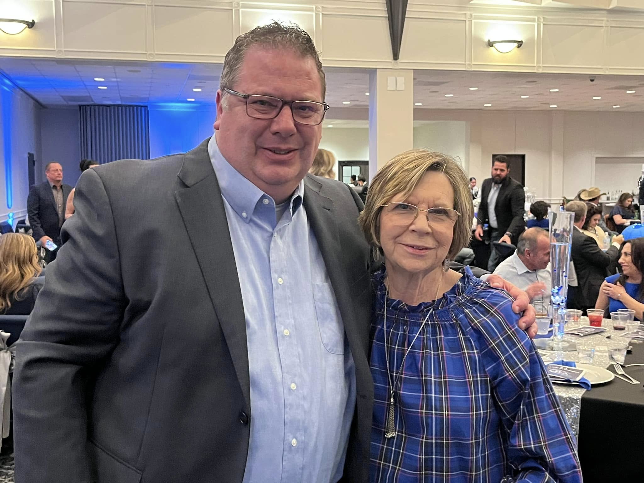 Team Leader Jeremy Williams of the Red Hawk Property Team powered by JLA Realty with Francie Watson at JLA Realty 2024 Awards Banquet at the Nathaniel Center in Kingwood TX