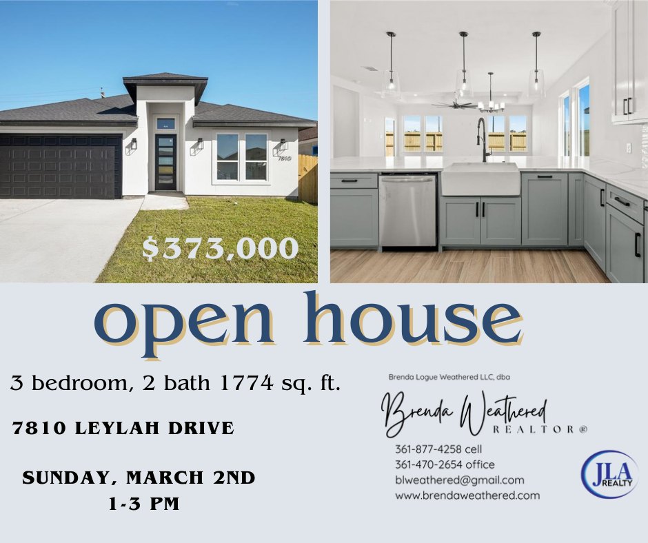 Brenda Weathered Red Hawk Property Team JLA Realty Public Open House 7810 Leylah Drive Corpus Christi Texas Sunday March 3rd 2025