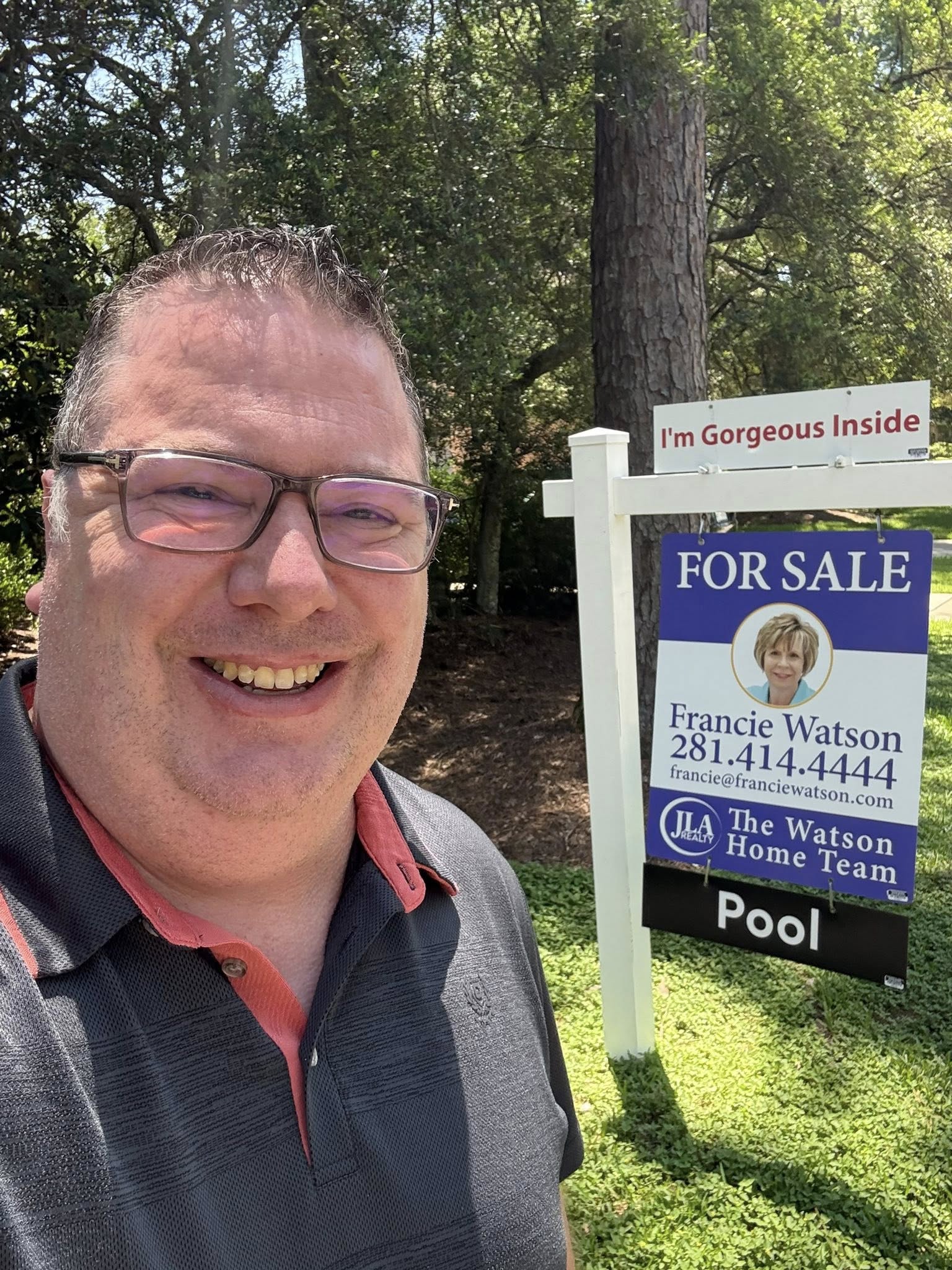 Jeremy Williams standing outside a new listing by Francie Watson REALTOR and team member of the Red Hawk Property Team powered by JLA Realty Jeremy Williams standing outside a new listing by Francie Watson REALTOR and team member of the Red Hawk Property Team powered by JLA Realty
